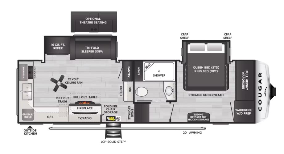 2024 KEYSTONE COUGAR 260MLE, , floor-plans-day image number 0